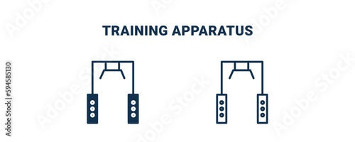 training apparatus icon. Outline and filled training apparatus icon from Fitness and Gym collection. Line and glyph vector isolated on white background. Editable training apparatus symbol.