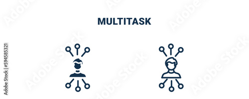 multitask icon. Outline and filled multitask icon from Human Resources collection. Line and glyph vector isolated on white background. Editable multitask symbol.