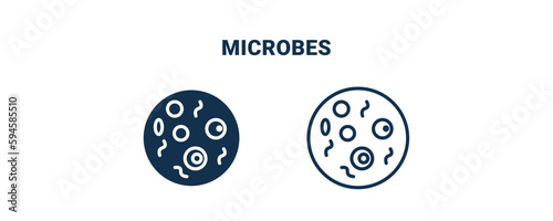 microbes icon. Outline and filled microbes icon from Hygiene and Sanitation collection. Line and glyph vector isolated on white background. Editable microbes symbol.
