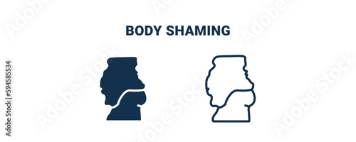 body shaming icon. Outline and filled body shaming icon from Hygiene and Sanitation collection. Line and glyph vector isolated on white background. Editable body shaming symbol.