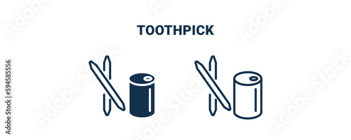 toothpick icon. Outline and filled toothpick icon from Hygiene and Sanitation collection. Line and glyph vector isolated on white background. Editable toothpick symbol.