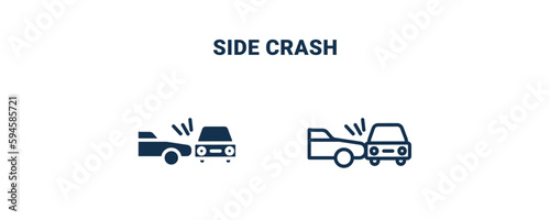 side crash icon. Outline and filled side crash icon from Insurance and Coverage collection. Line and glyph vector isolated on white background. Editable side crash symbol.