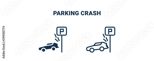 parking crash icon. Outline and filled parking crash icon from Insurance and Coverage collection. Line and glyph vector isolated on white background. Editable parking crash symbol.