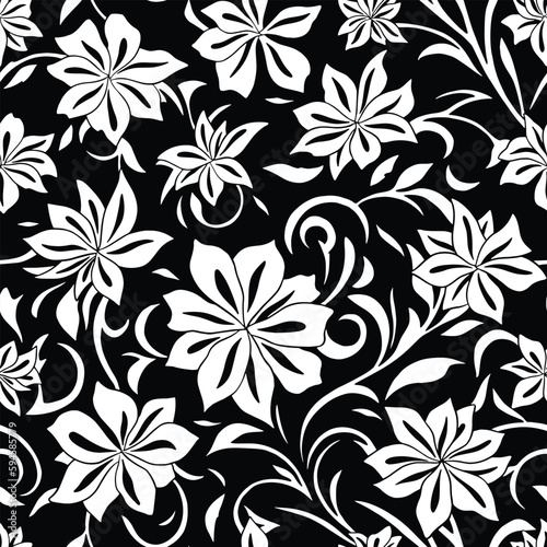Arabesque Azalea flower seamless repeat pattern. Vector illustration background