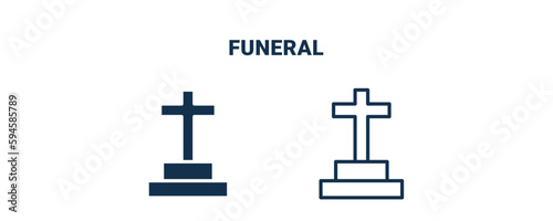 funeral icon. Outline and filled funeral icon from Insurance and Coverage collection. Line and glyph vector isolated on white background. Editable funeral symbol.