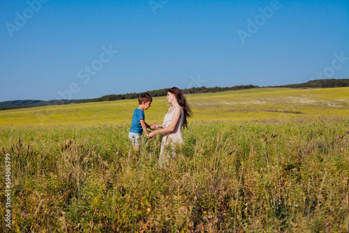 travel walk vacation mom with baby walking in nature