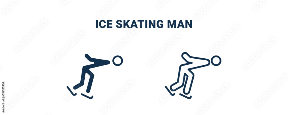 ice skating man icon. Outline and filled ice skating man icon from sport and game collection. Line and glyph vector isolated on white background. Editable ice skating man symbol.