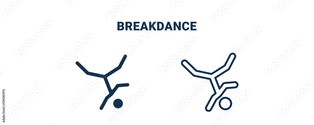 breakdance icon. Outline and filled breakdance icon from sport and game collection. Line and glyph vector isolated on white background. Editable breakdance symbol.