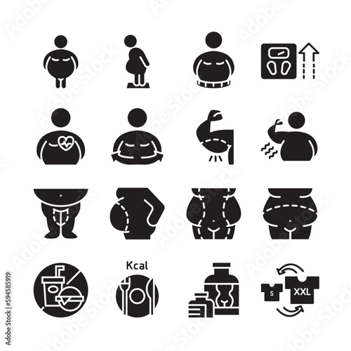 overweight icon set, Fat icon set