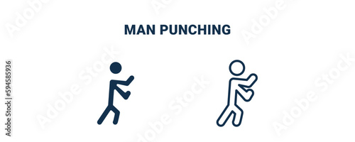 man punching icon. Outline and filled man punching icon from sport and game collection. Line and glyph vector isolated on white background. Editable man punching symbol.