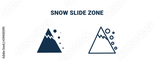 snow slide zone icon. Outline and filled snow slide zone icon from sport and game collection. Line and glyph vector isolated on white background. Editable snow slide zone symbol.