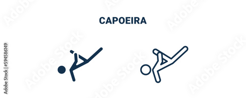 capoeira icon. Outline and filled capoeira icon from sport and game collection. Line and glyph vector isolated on white background. Editable capoeira symbol.