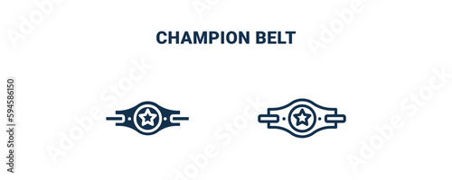 champion belt icon. Outline and filled champion belt icon from sport and game collection. Line and glyph vector isolated on white background. Editable champion belt symbol.