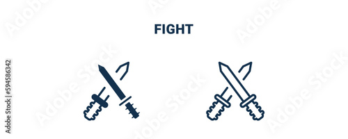 fight icon. Outline and filled fight icon from startup and strategy collection. Line and glyph vector isolated on white background. Editable fight symbol.