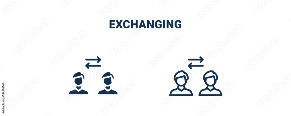 exchanging icon. Outline and filled exchanging icon from startup and strategy collection. Line and glyph vector isolated on white background. Editable exchanging symbol. exchanging icon. Outline and filled exchanging icon from startup and strategy collection. Line and glyph vector isolated on white background. Editable exchanging symbol.