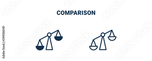comparison icon. Outline and filled comparison icon from startup and strategy collection. Line and glyph vector isolated on white background. Editable comparison symbol.