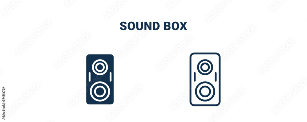 sound box icon. Outline and filled sound box icon from technology collection. Line and glyph vector isolated on white background. Editable sound box symbol.