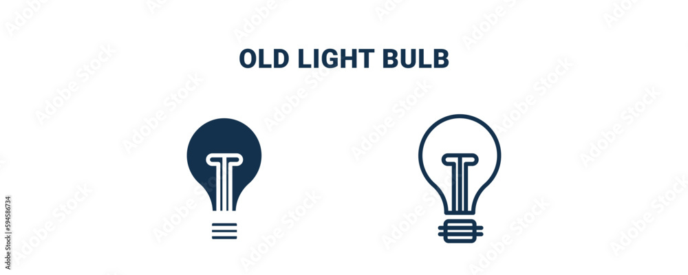 old light bulb icon. Outline and filled old light bulb icon from technology collection. Line and glyph vector isolated on white background. Editable old light bulb symbol. old light bulb icon. Outline and filled old light bulb icon from technology collection. Line and glyph vector isolated on white background. Editable old light bulb symbol.