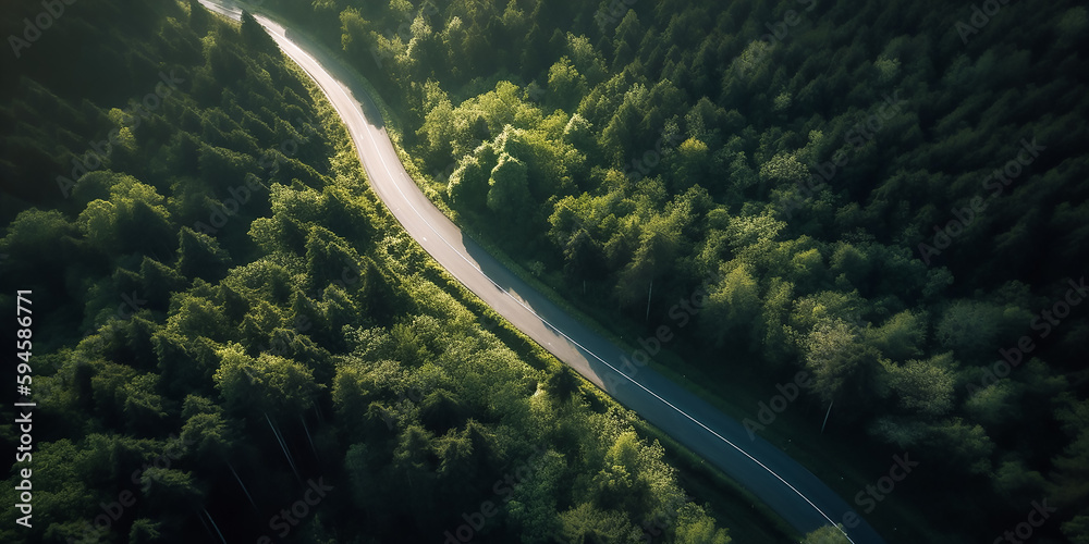 eine Straße durch den Wald KI eine Straße durch den Wald KI