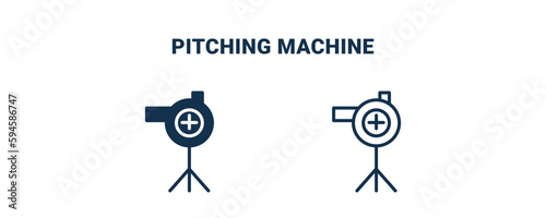 pitching machine icon. Outline and filled pitching machine icon from technology collection. Line and glyph vector isolated on white background. Editable pitching machine symbol.