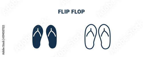flip flop icon. Outline and filled flip flop icon from travel and trip collection. Line and glyph vector isolated on white background. Editable flip flop symbol.