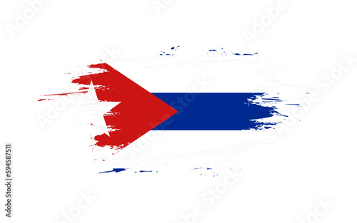 Creative hand-drawn brush stroke flag of CUBA country vector illustration