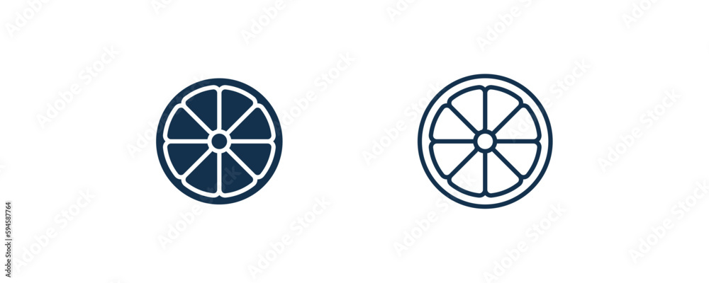 half lemon icon. Outline and filled half lemon icon from restaurant collection. Line and glyph vector isolated on white background. Editable half lemon symbol.