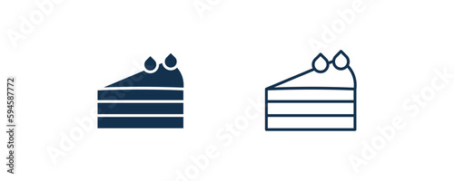 cut cake piece icon. Outline and filled cut cake piece icon from restaurant collection. Line and glyph vector isolated on white background. Editable cut cake piece symbol.