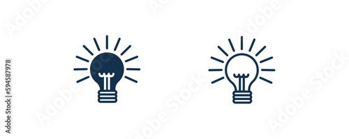 round light bulb icon.Outline and filled round light bulb icon from business collection. Line and glyph isolated on white background. Editable round light bulb symbol.