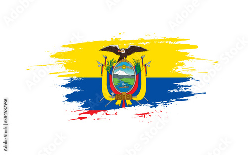 Creative hand-drawn brush stroke flag of ECUADOR country vector illustration