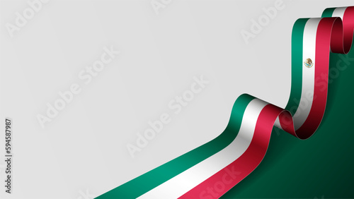 Mexico ribbon flag background.