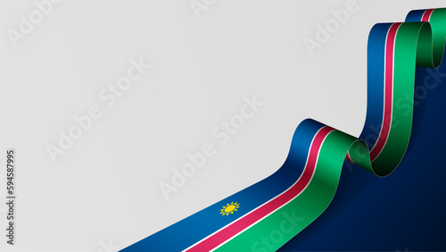 Namibia ribbon flag background.