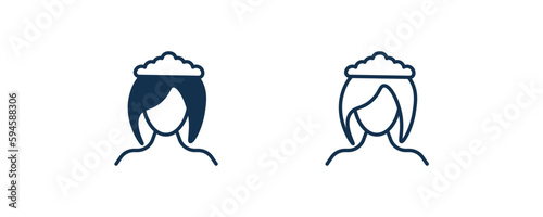 wiping woman head icon. Outline and filled wiping woman head, container icon from cleaning collection. Line and glyph vector isolated on white background. Editable wiping woman head symbol.