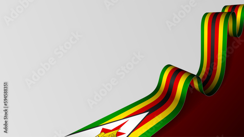 Zimbabwe ribbon flag background.