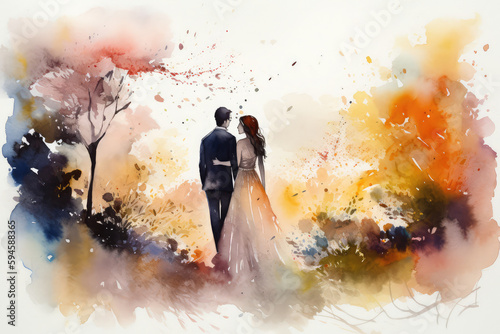 Wedding Couple, illustration, generative AI