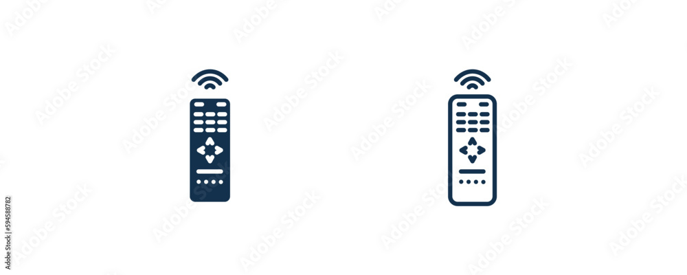 tv remote icons. Outline and filled tv remote, remote icon from computer and tech collection. Line and glyph vector isolated on white background. Editable tv remote symbol.