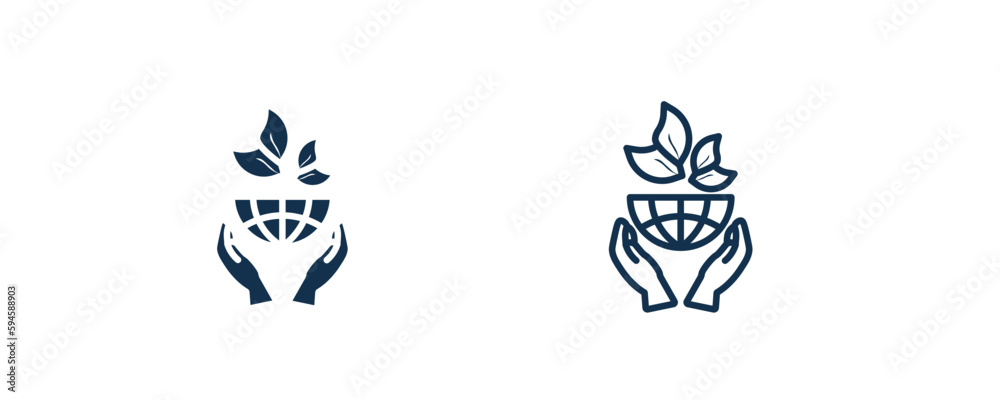 Fototapeta premium ecology icon. Outline and filled ecology, eco icon from ecology collection. Line and glyph vector isolated on white background. Editable ecology symbol.