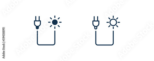 solar plug icon. Outline and filled solar plug, plug icon from ecology collection. Line and glyph vector isolated on white background. Editable solar plug symbol.