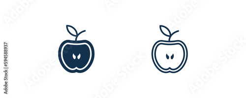 half apple icon. Outline and filled half apple, apple icon from ecology collection. Line and glyph vector isolated on white background. Editable half apple symbol.