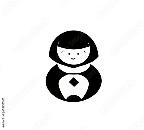 Japanese Kokeshi doll vector design silhouette icon logo vector template inspiration