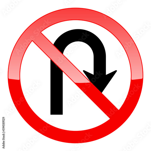 U-Turn Right and Left Traffic Road Icon, vector illustratio