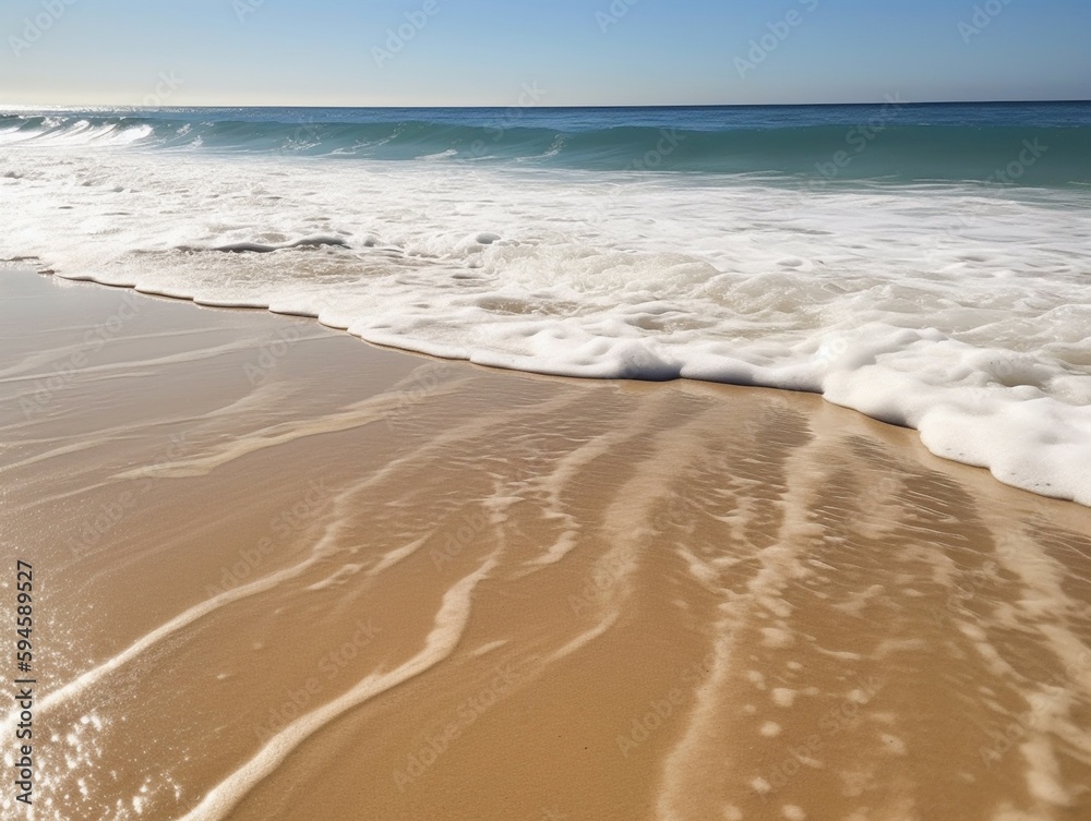 Soothing Scene: Pristine Sandy Beach Serenaded by Gentle Waves | Generative AI