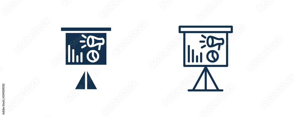 marketing presentation icon. Outline and filled marketing presentation icon from marketing collection. Line and glyph vector isolated on white background. Editable marketing presentation symbol. marketing presentation icon. Outline and filled marketing presentation icon from marketing collection. Line and glyph vector isolated on white background. Editable marketing presentation symbol.