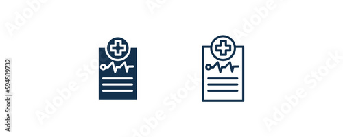 medical report icon. Outline and filled medical report icon from health and medical collection. Line and glyph vector isolated on white background. Editable medical report symbol.