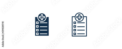 medical checklist icon. Outline and filled medical checklist icon from health and medical collection. Line and glyph vector isolated on white background. Editable medical checklist symbol.