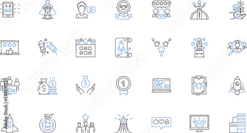 Riches line icons collection. Wealth, Prosperity, Abundance, Fortune, Assets, Opulence, Luxury vector and linear illustration. Affluence,Plenty,Bounty outline signs set