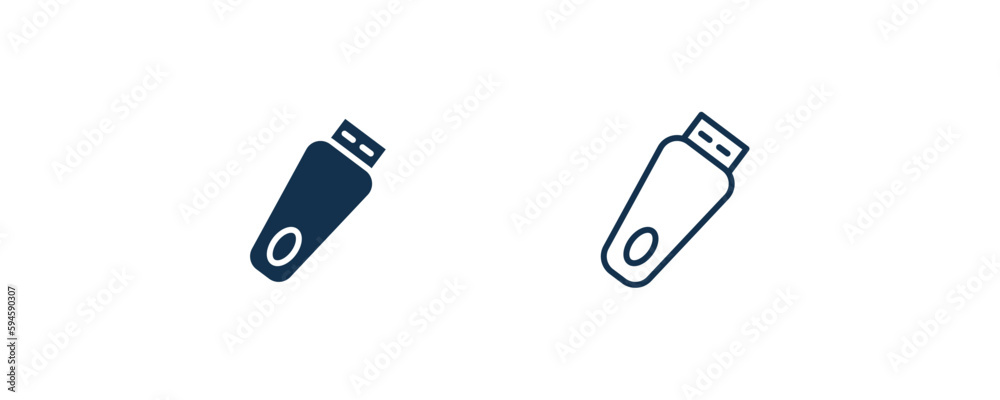 pendrive with cover icon. Outline and filled pendrive with cover icon from hardware and equipment collection. Line and glyph vector isolated on white background. Editable pendrive with cover symbol.