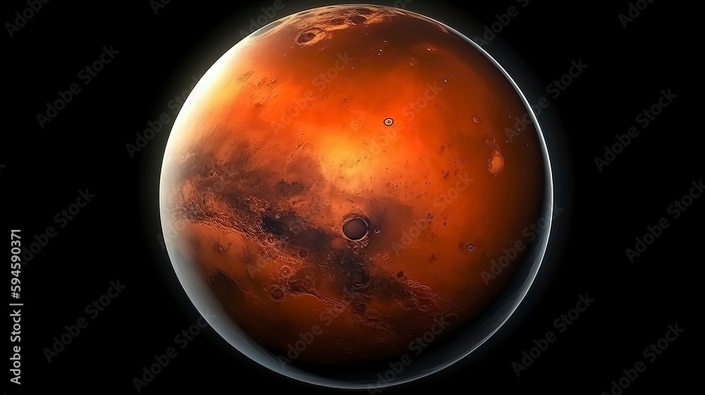 Great landing on the planet Mars and beautiful space background. Generative AI Great landing on the planet Mars and beautiful space background. Generative AI