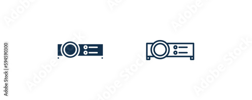 video projector icon. Outline and filled video projector icon from hardware and equipment collection. Line and glyph vector isolated on white background. Editable video projector symbol.