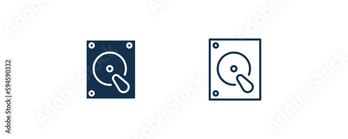 harddrive icon. Outline and filled harddrive icon from hardware and equipment collection. Line and glyph vector isolated on white background. Editable harddrive symbol.